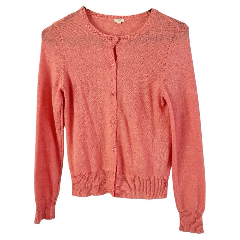 J. Crew Pink Alpaca Wool Blend Knit Button Front Cardigan Sweater Size Medium